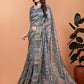 Grey & Multicolor Soft Silk Saree with Ethnic Pallu