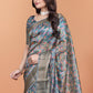 Grey & Multicolor Soft Silk Saree with Ethnic Pallu