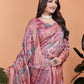 Pink Soft Silk Saree with Copper Zari Border & Multicolor Pallu