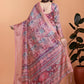 Pink Soft Silk Saree with Copper Zari Border & Multicolor Pallu
