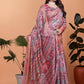 Pink Soft Silk Saree with Copper Zari Border & Multicolor Pallu