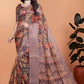 Lavender Soft Silk Saree with Copper Zari Border & Floral Pallu