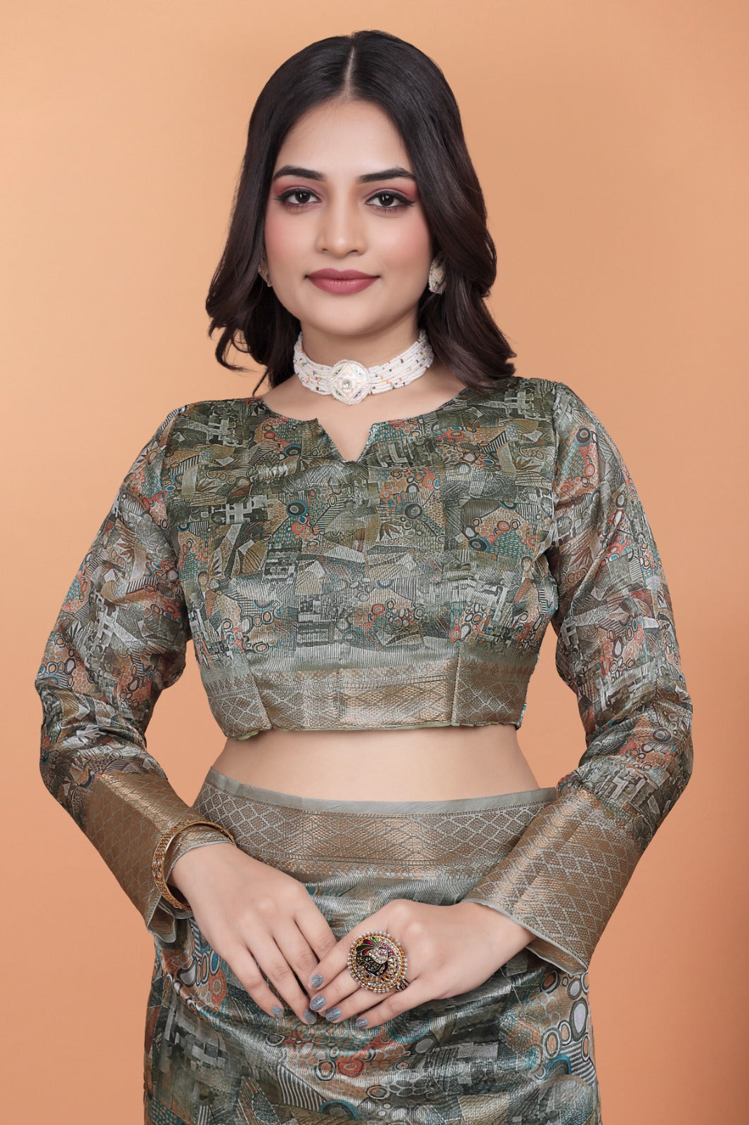 Elegant Multicolor Soft Silk Saree with Ethnic Digital Print