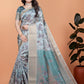 Pastel Blue & Teal Soft Silk Saree with Floral Weaving