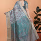 Pastel Blue & Teal Soft Silk Saree with Floral Weaving