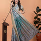 Pastel Blue & Teal Soft Silk Saree with Floral Weaving