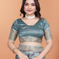 Pastel Blue & Teal Soft Silk Saree with Floral Weaving