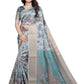Pastel Blue & Teal Soft Silk Saree with Floral Weaving