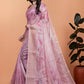 Soft Pink Silk Saree with Elegant Leaf Pattern
