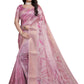 Soft Pink Silk Saree with Elegant Leaf Pattern
