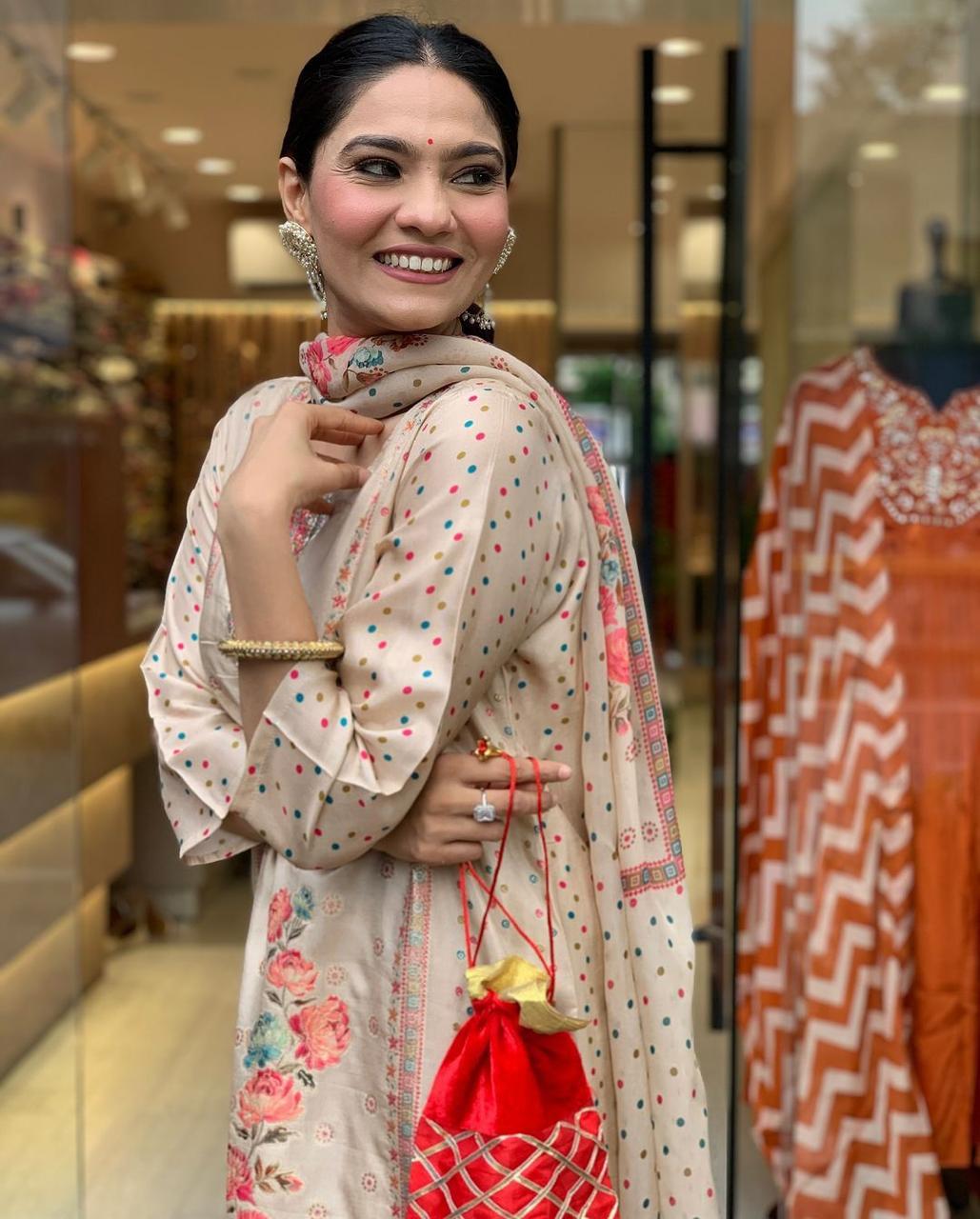 launching collection 2025. Multicoloured  print with  work and Dupatta