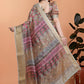 : Golden Beige Soft Silk Saree with Geometric Weave & Pink Ornamental Pallu