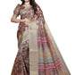 : Golden Beige Soft Silk Saree with Geometric Weave & Pink Ornamental Pallu