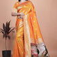 Radiant Orange Silk Saree with Peacock Pallu