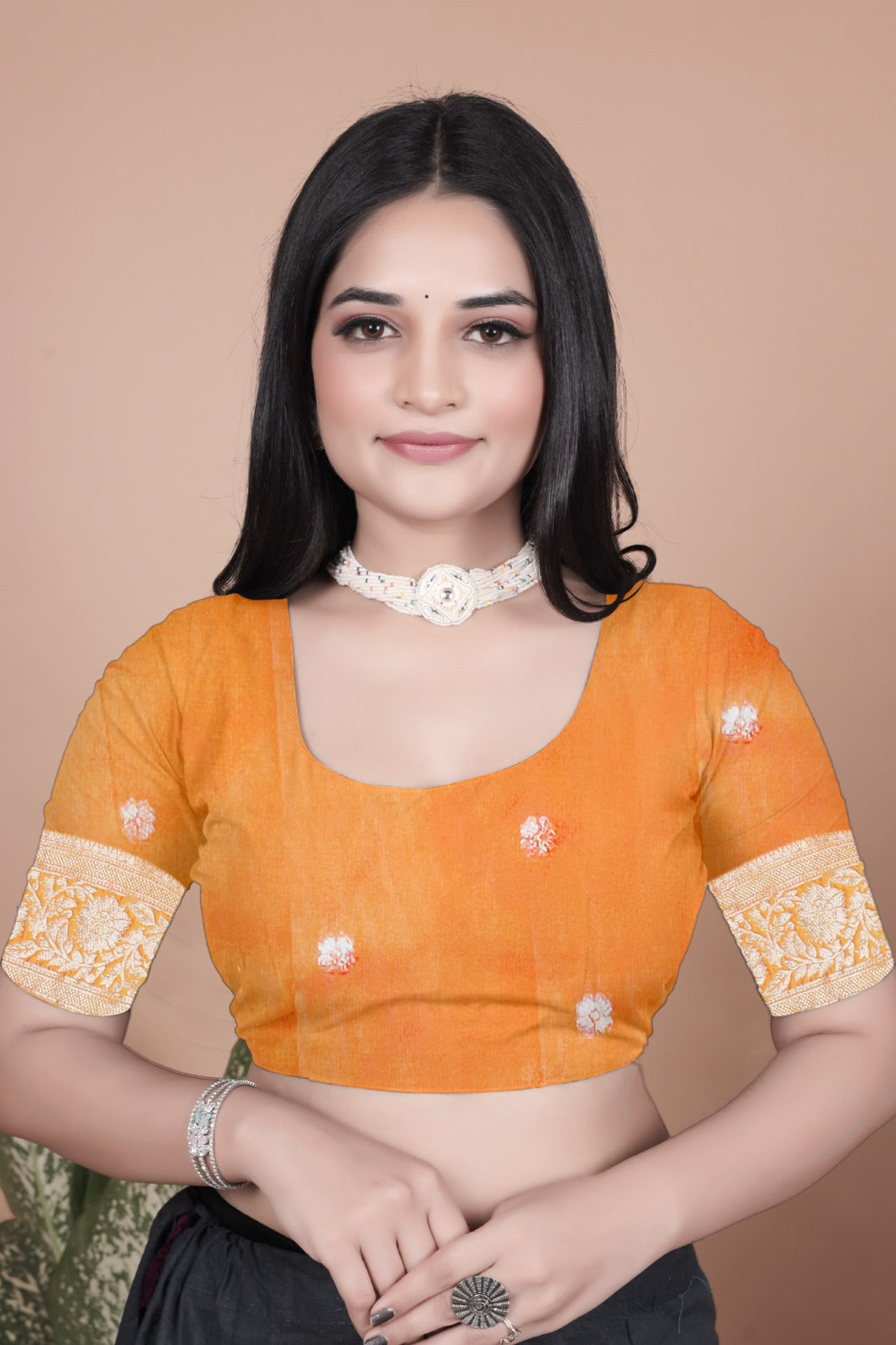 Radiant Orange Silk Saree with Peacock Pallu