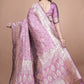 Lavender Banarasi Silk Saree with Silver Zari Geometric and Floral Design