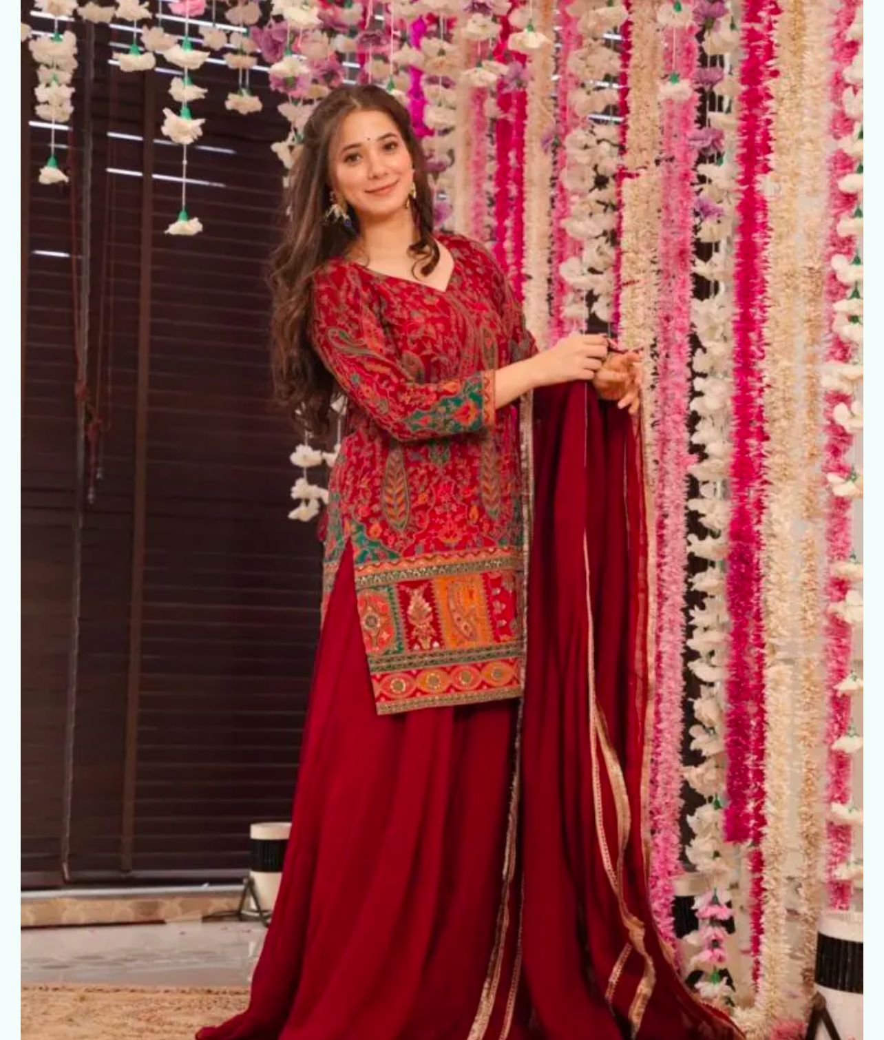 Elegant Red Printed Kurti Set with Dupatta for Women"