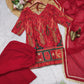 Elegant Red Printed Kurti Set with Dupatta for Women"