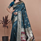 Teal Banarasi Silk Saree with Majestic Peacock Pallu