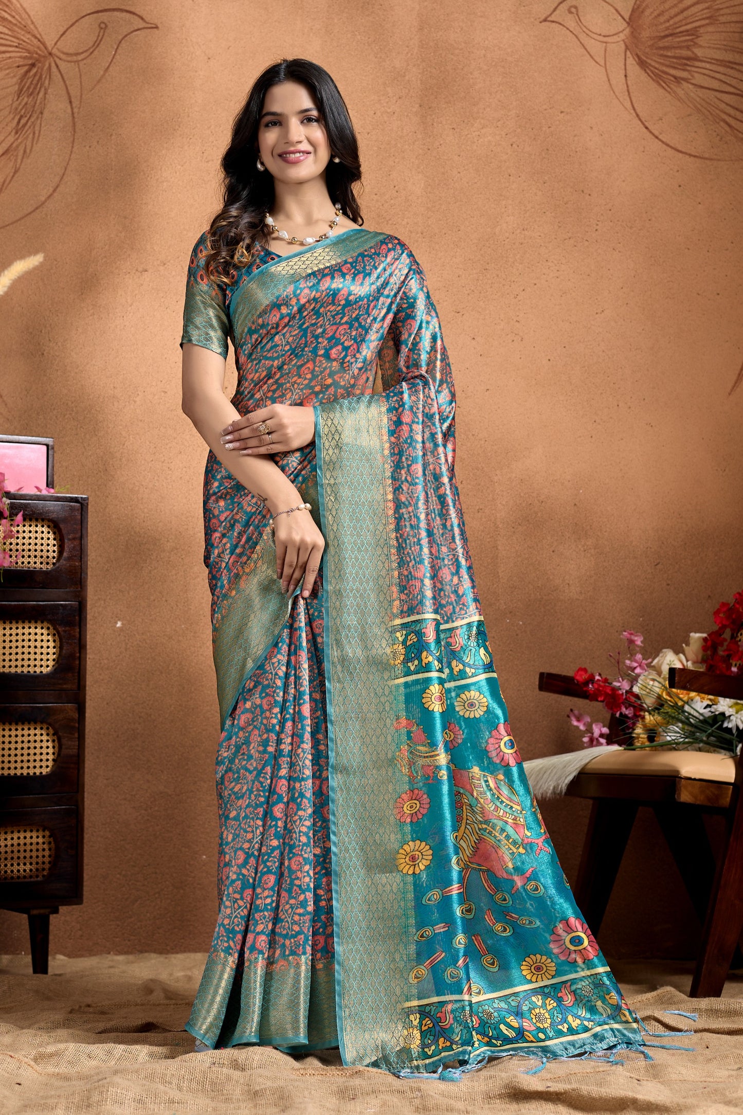 Elegant Soft Silk Saree with Traditional Peacock Pallu