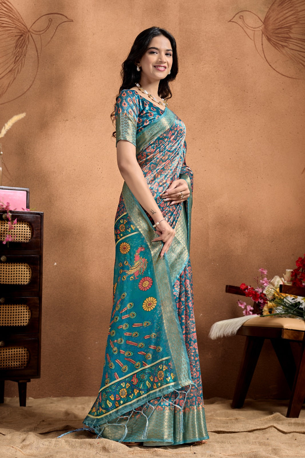 Elegant Soft Silk Saree with Traditional Peacock Pallu