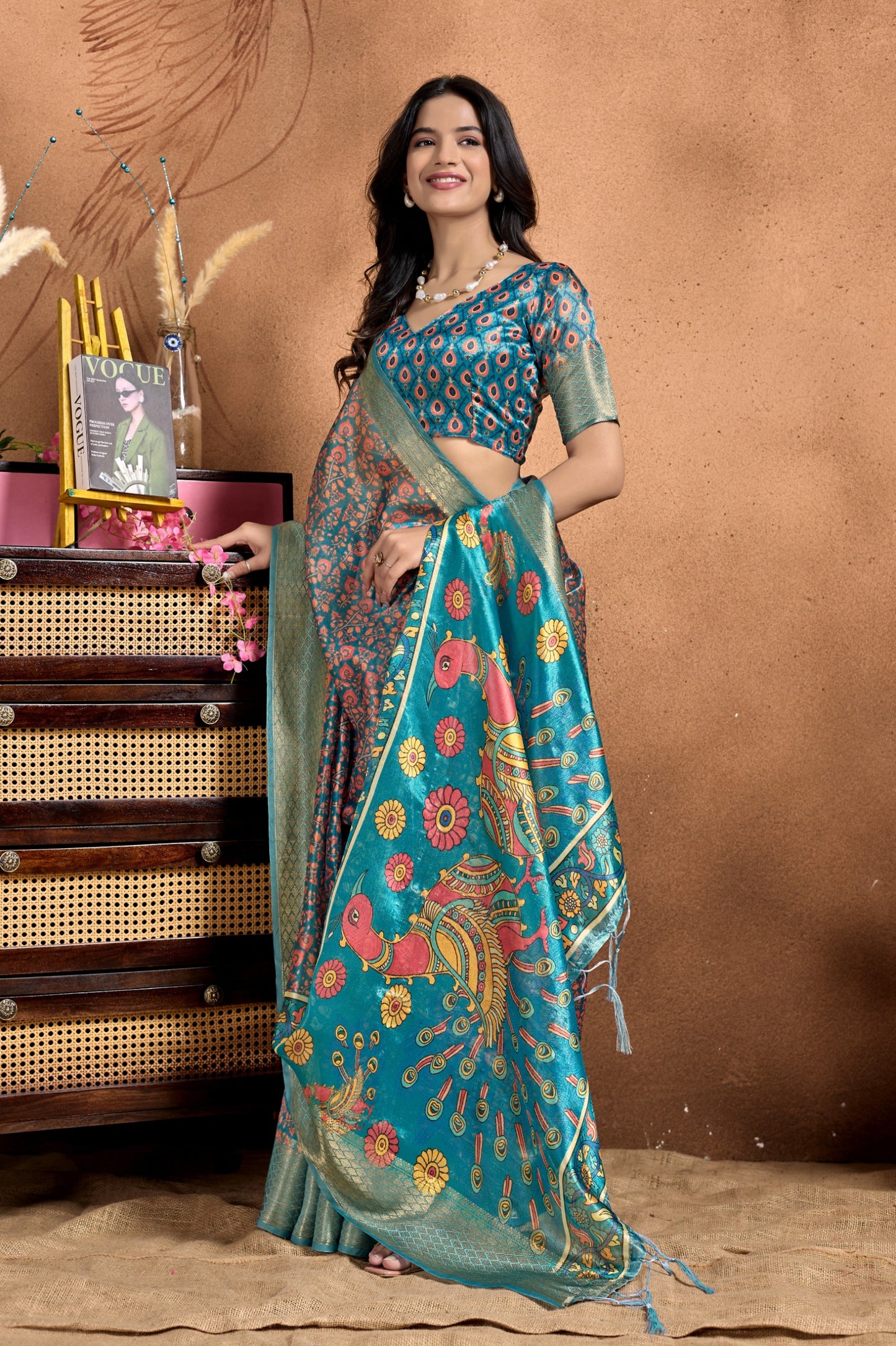 Elegant Soft Silk Saree with Traditional Peacock Pallu