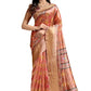 Rose Soft Silk Saree with Geometric Patola-Inspired Pallu & Zari Border