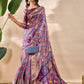 Patola-Inspired Purple Soft Silk Saree with Geometric & Floral Motifs