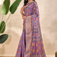 Patola-Inspired Purple Soft Silk Saree with Geometric & Floral Motifs