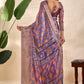 Patola-Inspired Purple Soft Silk Saree with Geometric & Floral Motifs