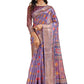 Patola-Inspired Purple Soft Silk Saree with Geometric & Floral Motifs