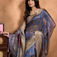 Peacock Motif Soft Silk Saree with Antique Zari Border