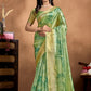 Elegant Green Soft Silk Blend Saree with Designer Pallu