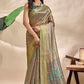 Olive-Green Soft Silk Blend Saree with Traditional Pallu & Floral Body