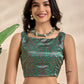 Olive-Green Soft Silk Blend Saree with Traditional Pallu & Floral Body