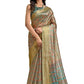 Olive-Green Soft Silk Blend Saree with Traditional Pallu & Floral Body