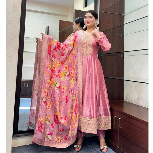 Blush Traditional Dress – Paired with Vibrant Shawl