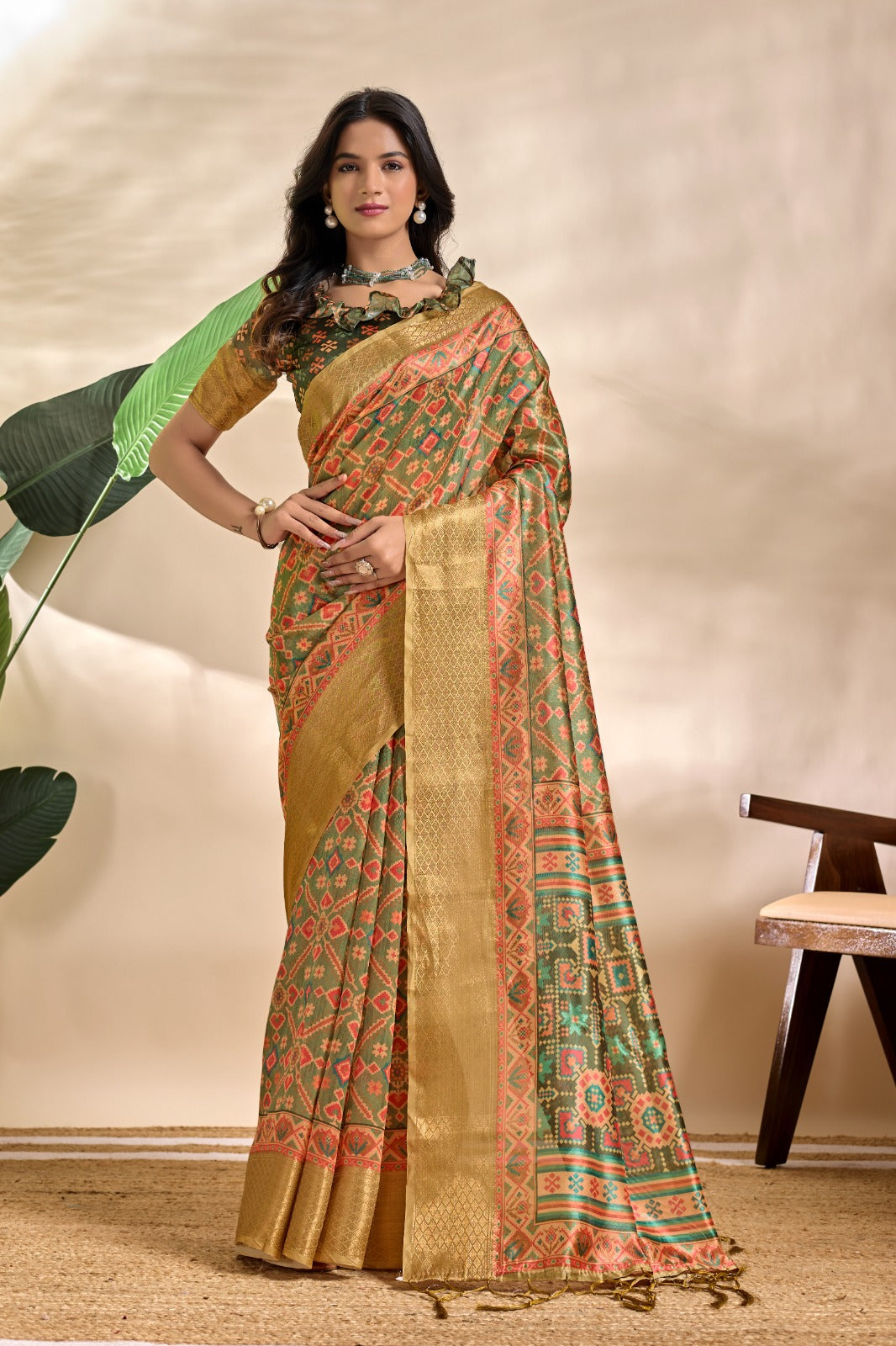 Patola-Inspired Soft Silk Blend Saree