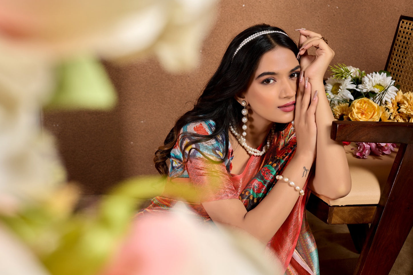 Artistic Digital Printed Soft Silk Blend Saree