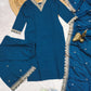 Elegant Blue Kurta Set – Silver Embroidered Grace