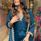 Elegant Blue Kurta Set – Silver Embroidered Grace
