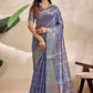 Royal Blue Soft Silk Blend Saree with Traditional Motifs