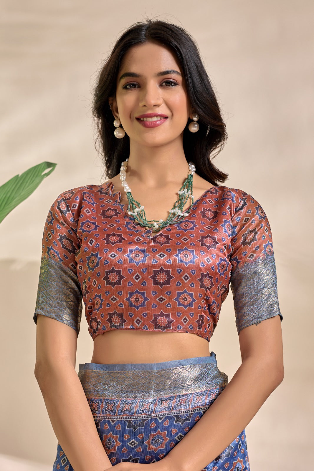 Royal Blue Soft Silk Blend Saree with Traditional Motifs