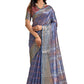 Royal Blue Soft Silk Blend Saree with Traditional Motifs