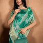 Elegant Green Soft Silk Blend Watercolor Print Saree