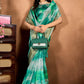 Elegant Green Soft Silk Blend Watercolor Print Saree