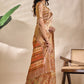 Beige Soft Silk Blend Saree with Tribal Elephant Print