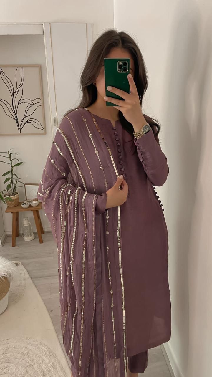 Elegant Black and Purple Kurta Set