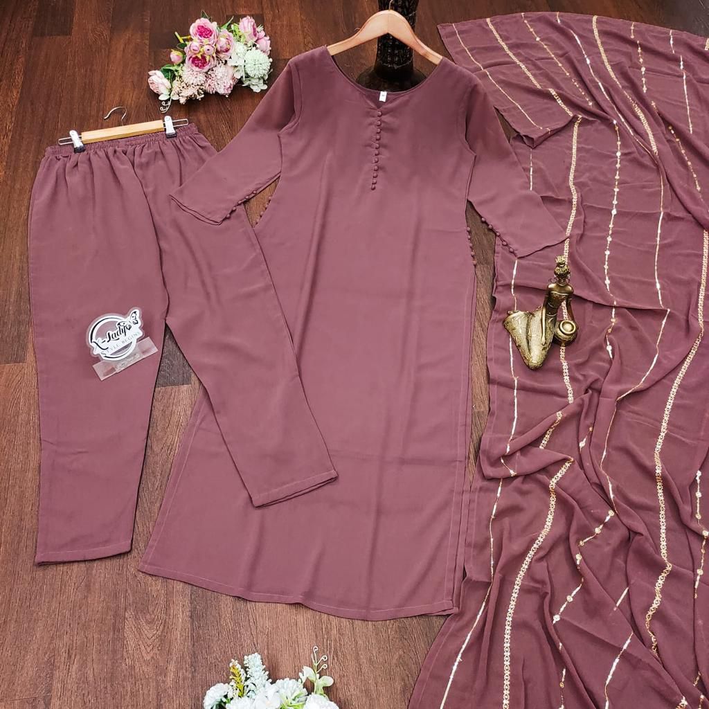 Elegant Black and Purple Kurta Set