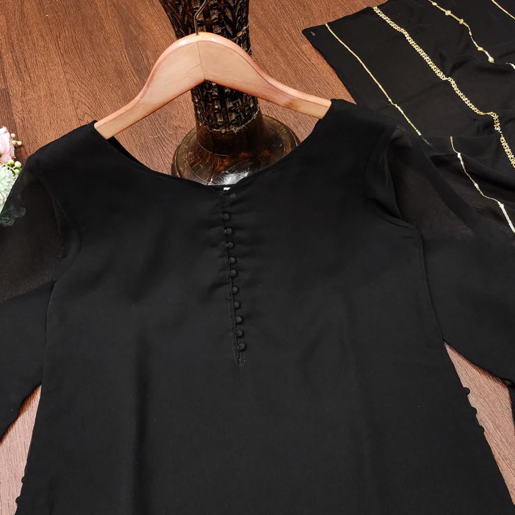 Elegant Black and Purple Kurta Set